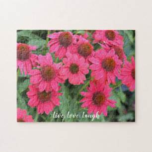 Purple Coneflowers Live, Love, Laugh Jigsaw Puzzle