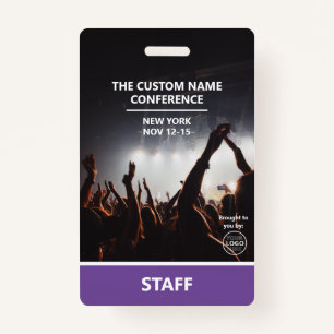 Purple Conference Staff Access Pass QR Code Custom Badge
