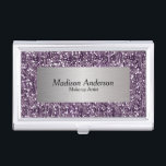 Purple Confetti Glitter Print | DIY Name Business Card Holder<br><div class="desc">Professional and Elegant Business Card Holders in a beautiful purple confetti faux glitter print and silver label. ✔NOTE: ONLY CHANGE THE TEMPLATE AREAS NEEDED! 😀 If needed, you can remove the text and start fresh adding whatever text and font you like. 📌If you need further customization, please click the "Click...</div>