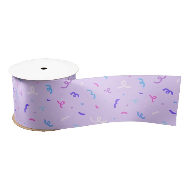 Purple Confetti Pattern Satin Ribbon (Spool)