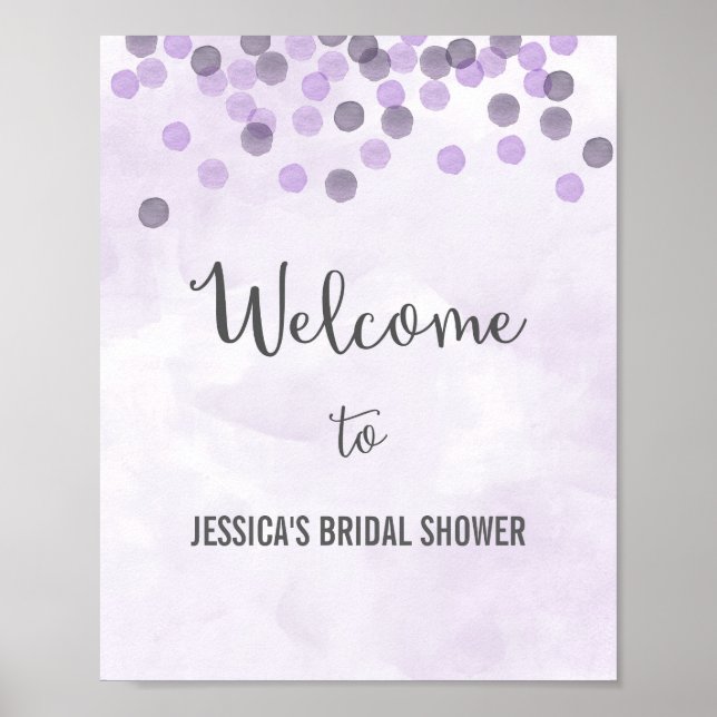 Purple Confetti Welcome Poster Print (Front)