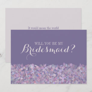 Purple Confetti Will You Be My Bridesmaid Invitation
