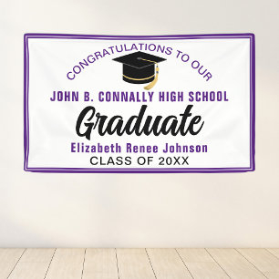 Purple Congratulations Graduate Customized Party Banner