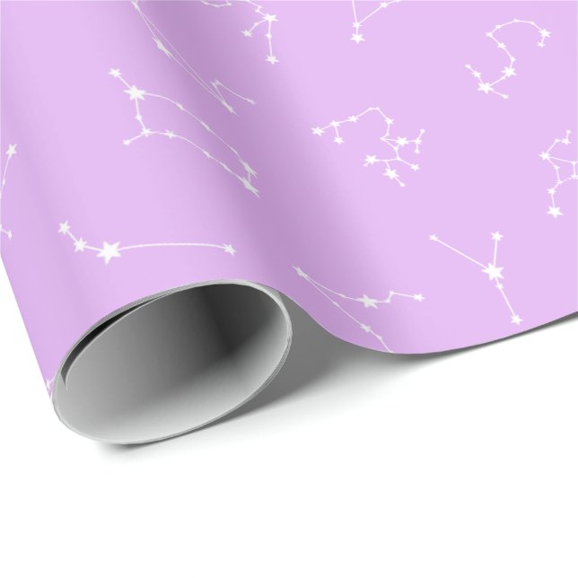 Purple Constellation Star Birthday Wrapping Paper (Roll Corner)