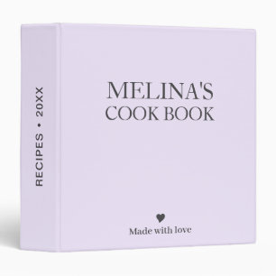 Purple Cookbook Recipes Heart Made With Love Binder
