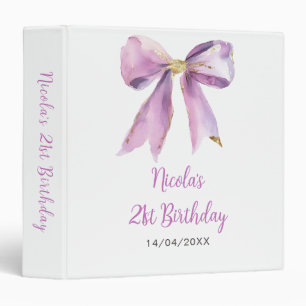 Purple Coquette Bow Birthday Party Photo Album Binder