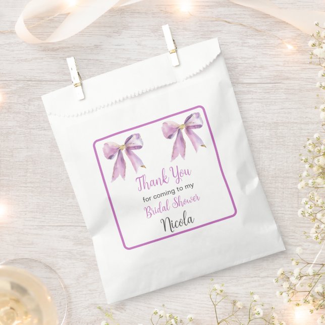 Purple Coquette Bow Bridal Shower Favour Bag (Clipped)