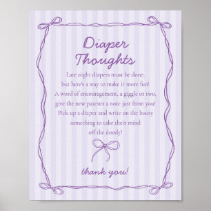 Purple Coquette Bow Lavender Diaper Thoughts Sign