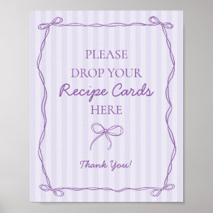 Purple Coquette Bow Lavender Share a Recipe Bridal Poster