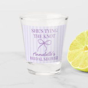 Purple Coquette Bow Paste Knot Bridal Shower Favor Shot Glass