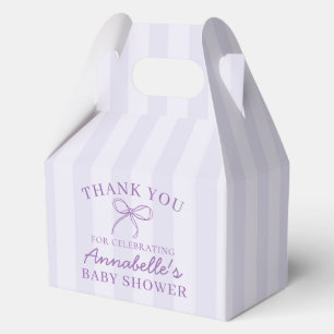 Purple Coquette Bow Pastel Baby Shower Dessert Favor Box