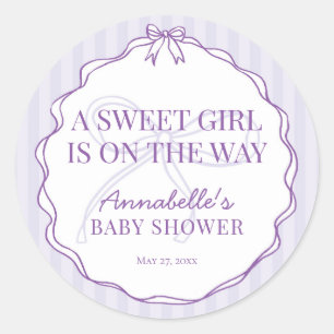 Purple Coquette Bow Pastel Baby Shower Invite Seal