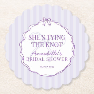 Purple Coquette Bow Pastel Bridal Shower Brunch Paper Coaster