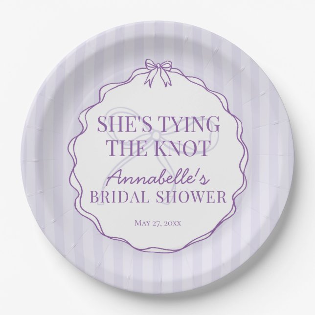 Purple Coquette Bow Pastel Bridal Shower Brunch Paper Plate (Front)