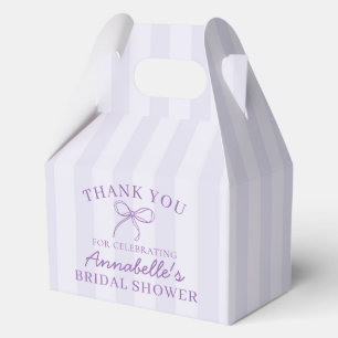 Purple Coquette Bow Pastel Bridal Shower Dessert Favor Box
