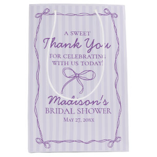 Purple Coquette Bow Pastel Bridal Shower Favor Medium Gift Bag