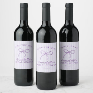 Purple Coquette Bow Pastel Bridal Shower Favor Wine Label