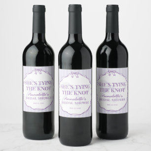 Purple Coquette Bow Pastel Bridal Shower Favour Wine Label