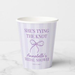 Purple Coquette Bow Pastel Knot Bridal Shower Paper Cups