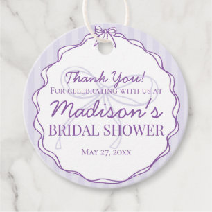 Purple Coquette Bow Pastel Lavender Bridal Shower Favour Tags