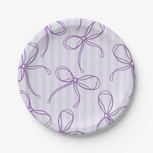 Purple Coquette Bow Pastel Lavender Table Decor Paper Plate