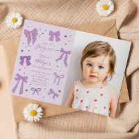 Purple Coquette Bows Fancy ONE Birthday Photo