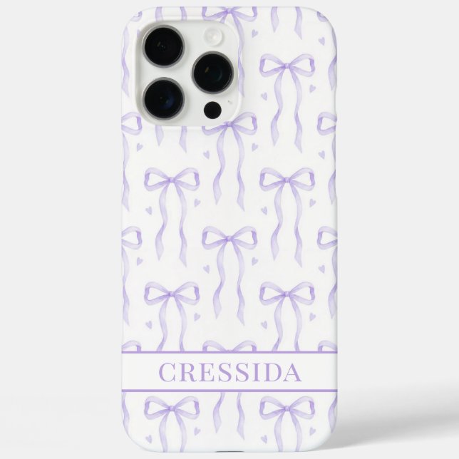 Purple Coquette Bows Monogrammed Case-Mate iPhone Case (Back)