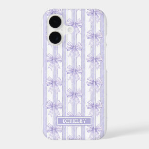 Purple Coquette Bows on Stripes Monogrammed