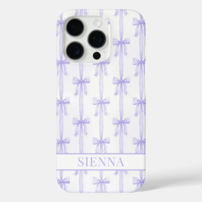 Purple Coquette Bows Striped Monogrammed Case-Mate iPhone Case (Back)