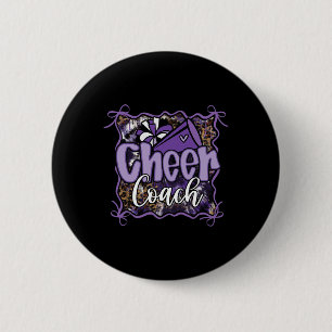Purple Coquette Cheer Coach Cheerleading Pom Megap 2 Inch Round Button