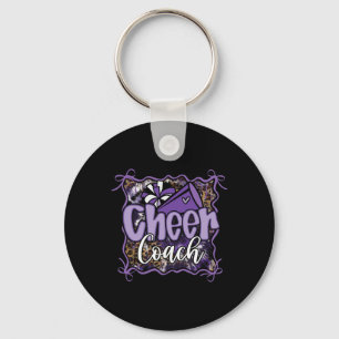 Purple Coquette Cheer Coach Cheerleading Pom Megap Keychain