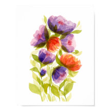 Purple Coral Watercolor Botanicals 