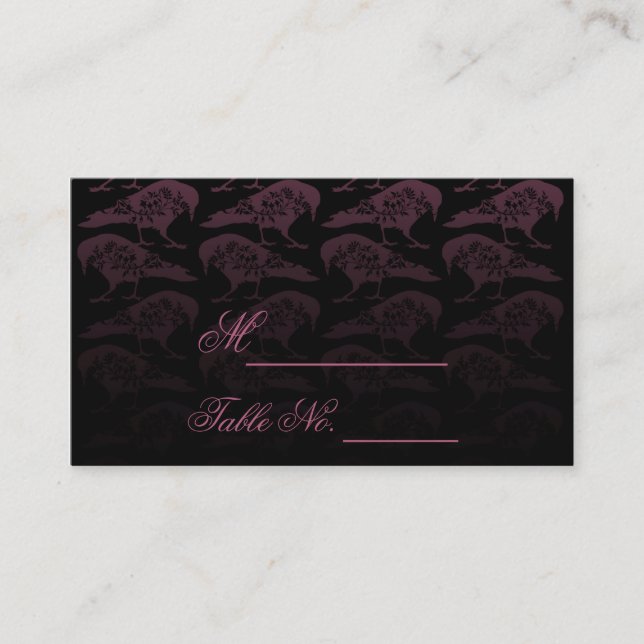 Purple Corbeau gothique Mariage Carte Place (Devant)
