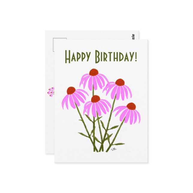 Purple Cornflowers Postcard (Front/Back In Situ)