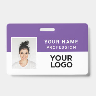 Purple Corporate Employee Photo Name Tag Badge