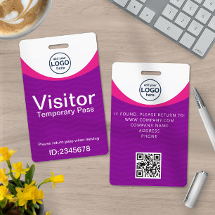 Purple Corporate Visitor Pass ID QR Code Badge