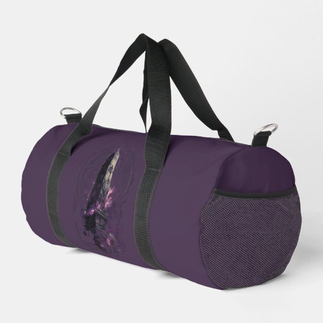 Purple Cosmic Obelisk Occult Dark Art Duffel Bag (Right Corner)