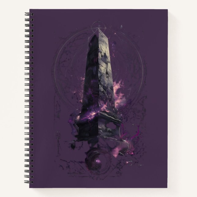 Purple Cosmic Obelisk Occult Dark Art Notebook (Front)