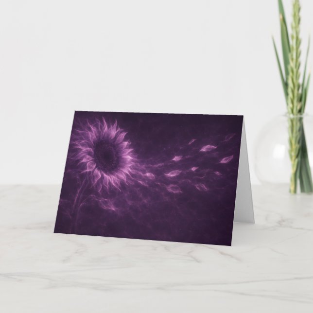 Purple Cosmic Sunflower Greeting Card (Front)