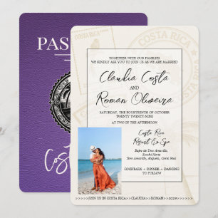 Purple Costa Rica Passeport Faire-part de mariage