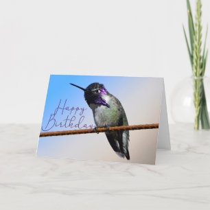 Purple Costa's Hummingbird Photo Birthday Card