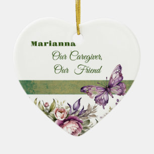 Purple Cottage Floral Caregiver Round Ornament
