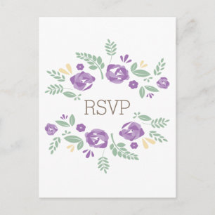 Purple Country Floral RSVP Postcard