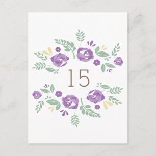 Purple Country Floral Table Number Postcard
