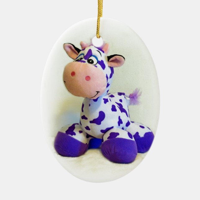 Purple Cow Ceramic Ornament (Front)