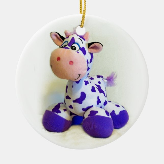 Purple Cow Ceramic Ornament (Front)