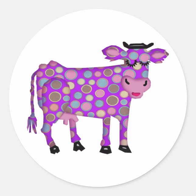 Purple Cow Classic Round Sticker (Front)