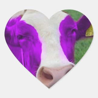 purple cow heart heart sticker