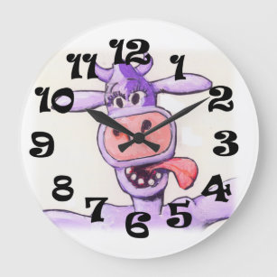 Purple Cow Large Clock