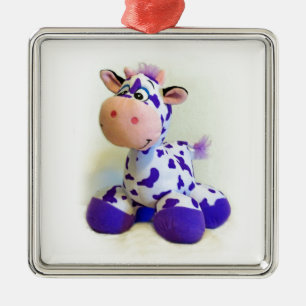 Purple Cow Metal Ornament